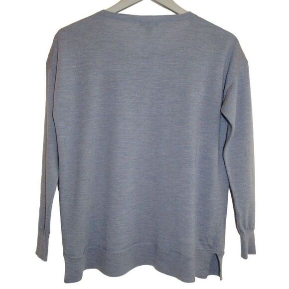 J. Crew Merino Wool Blue Zip Shoulder Sweater Sz S - Picture 5 of 6